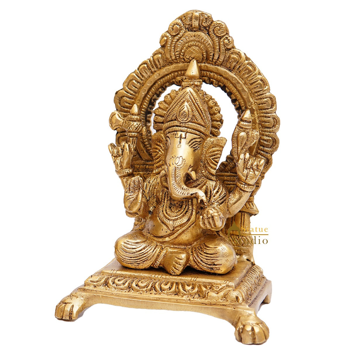 Brass Ganesha Idol Ganpati Statue For Home Diwali Pooja Room Décor Gift Showpiece 6" - Image 3