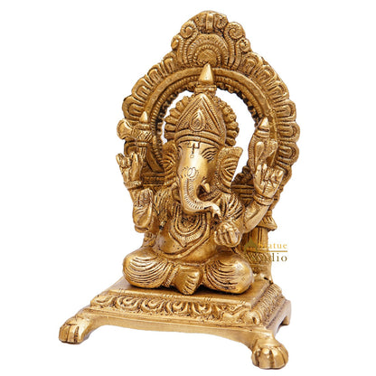Brass Ganesha Idol Ganpati Statue For Home Diwali Pooja Room Décor Gift Showpiece 6" by vendor-unknown - Products (View 3)