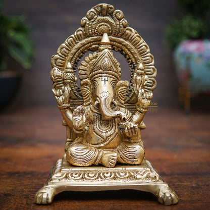 Brass Ganesha Idol Ganpati Statue For Home Diwali Pooja Room Décor Gift Showpiece 6" by vendor-unknown - Products