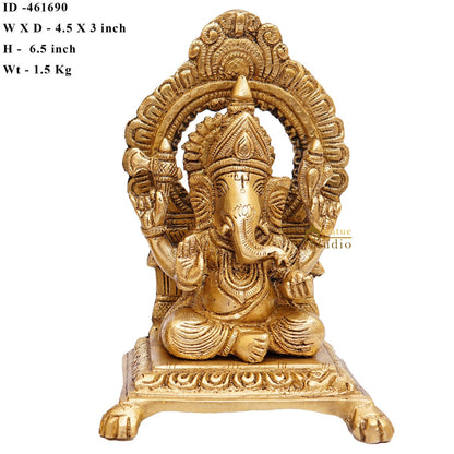 Brass Ganesha Idol Ganpati Statue For Home Diwali Pooja Room Décor Gift Showpiece 6" by vendor-unknown - Products (View 6)