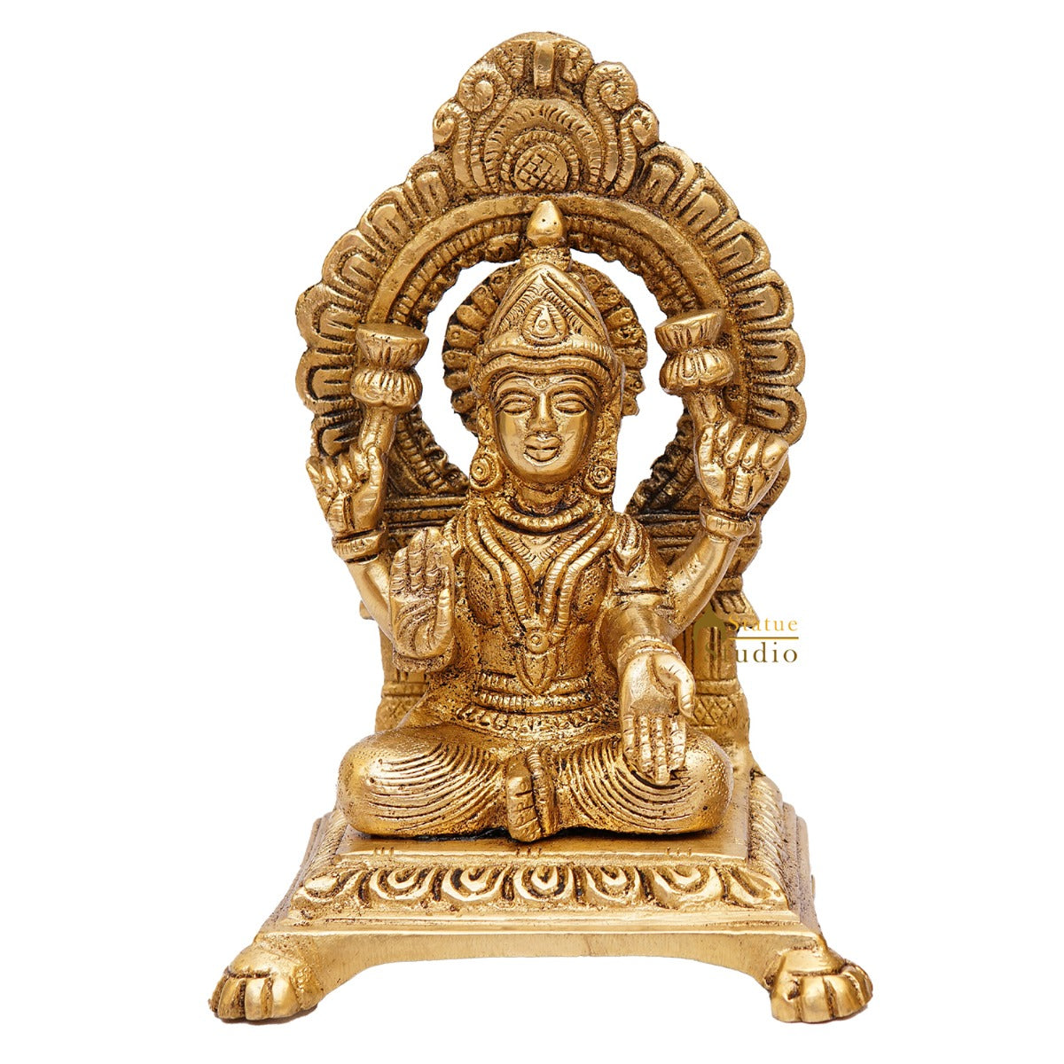 Brass Lakshmi Idol Laxmi Statue For Home Diwali Pooja Room Décor Gift Showpiece 6"