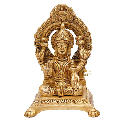 Brass Lakshmi Idol Laxmi Statue For Home Diwali Pooja Room Décor Gift Showpiece 6" by vendor-unknown - Hindu Gods (View 3)