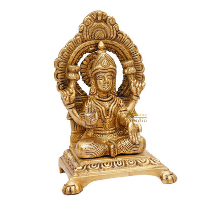 Brass Lakshmi Idol Laxmi Statue For Home Diwali Pooja Room Décor Gift Showpiece 6" by vendor-unknown - Hindu Gods (View 4)