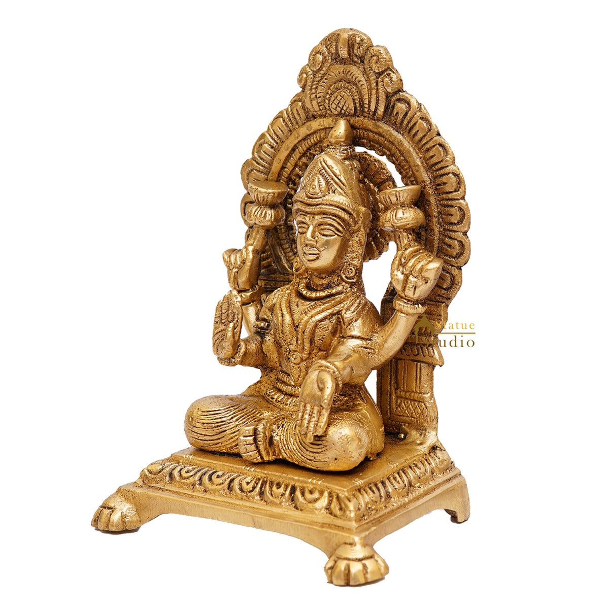 Brass Lakshmi Idol Laxmi Statue For Home Diwali Pooja Room Décor Gift Showpiece 6"