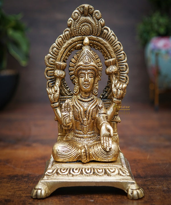 Brass Lakshmi Idol Laxmi Statue For Home Diwali Pooja Room Décor Gift Showpiece 6" - Image 2