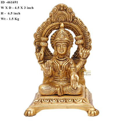 Brass Lakshmi Idol Laxmi Statue For Home Diwali Pooja Room Décor Gift Showpiece 6" by vendor-unknown - Hindu Gods (View 8)