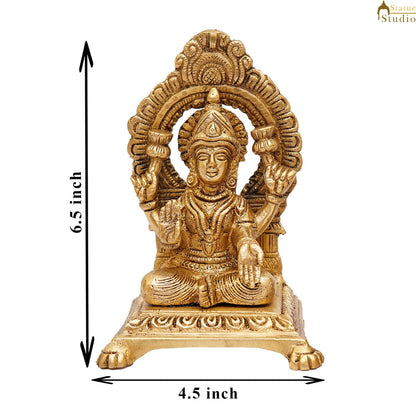 Brass Lakshmi Idol Laxmi Statue For Home Diwali Pooja Room Décor Gift Showpiece 6" by vendor-unknown - Hindu Gods (View 7)