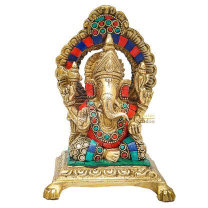 Brass Ganesha Idol Ganpati Statue For Home Diwali Pooja Room Décor Gift Showpiece 6" by vendor-unknown - Products (View 2)