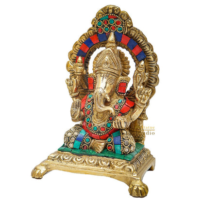 Brass Ganesha Idol Ganpati Statue For Home Diwali Pooja Room Décor Gift Showpiece 6" by vendor-unknown - Products (View 4)