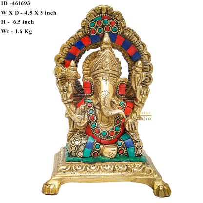 Brass Ganesha Idol Ganpati Statue For Home Diwali Pooja Room Décor Gift Showpiece 6" by vendor-unknown - Products (View 6)