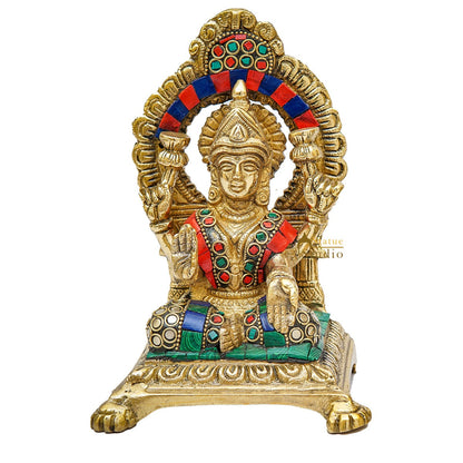Brass Lakshmi Idol Laxmi Statue For Home Diwali Pooja Room Décor Gift Showpiece 6" by vendor-unknown - Hindu Gods (View 3)