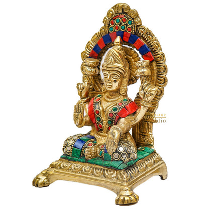 Brass Lakshmi Idol Laxmi Statue For Home Diwali Pooja Room Décor Gift Showpiece 6" by vendor-unknown - Hindu Gods (View 5)