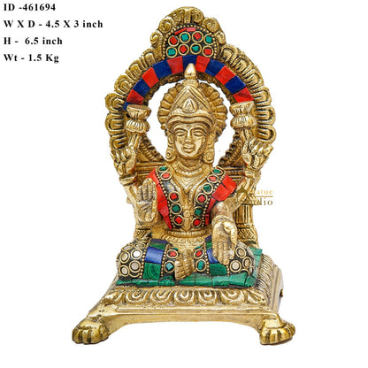 Brass Lakshmi Idol Laxmi Statue For Home Diwali Pooja Room Décor Gift Showpiece 6" by vendor-unknown - Hindu Gods (View 8)