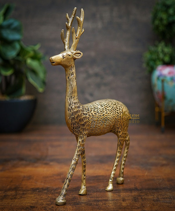Brass Deer Home Decorative Office Garden Table Décor Showpiece Gift 9" - Image 2