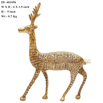 Brass Deer Home Decorative Office Garden Table Décor Showpiece Gift 9" by vendor-unknown - Decor (View 6)