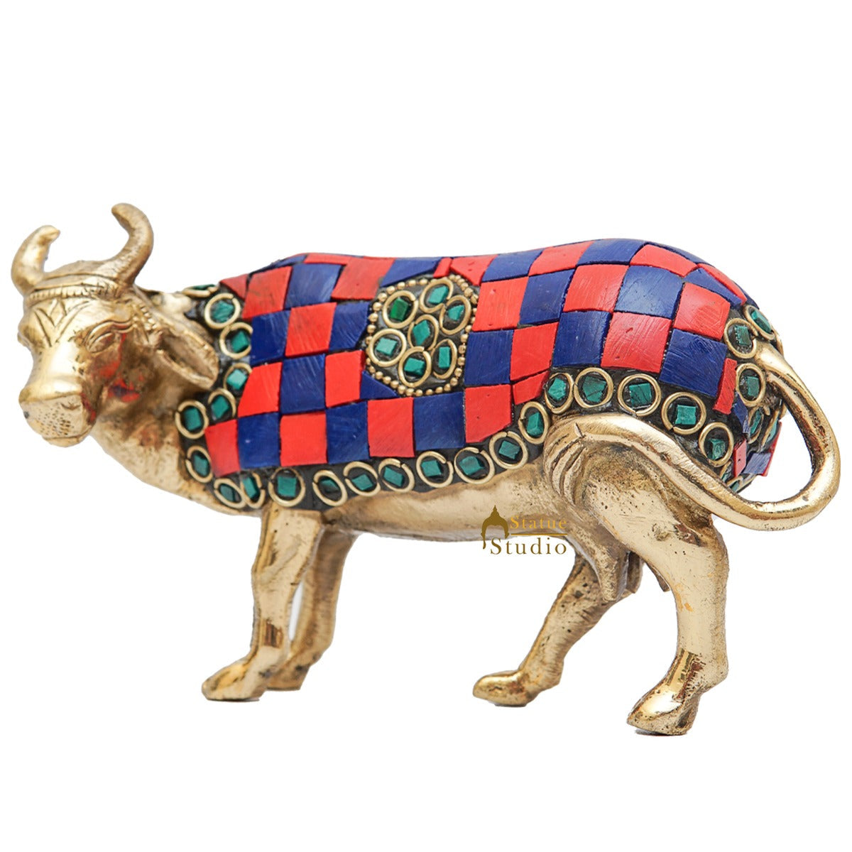 Brass Holy Cow Idol Home Temple Pooja Room Décor Diwali Wedding Gift Statue - Image 4