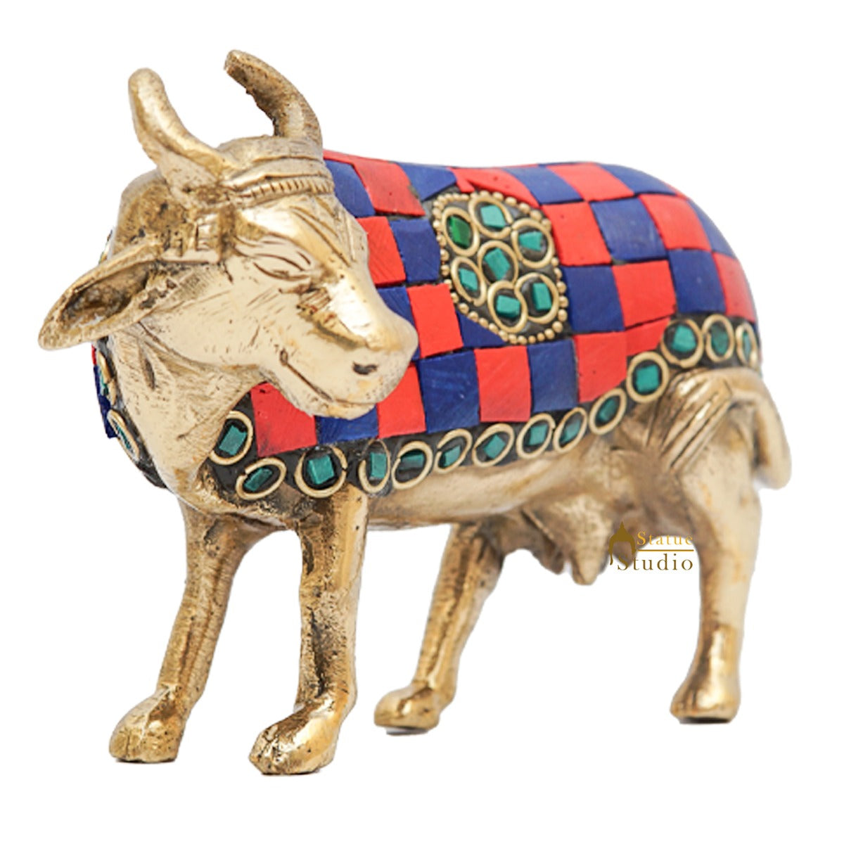 Brass Holy Cow Idol Home Temple Pooja Room Décor Diwali Wedding Gift Statue - Image 5