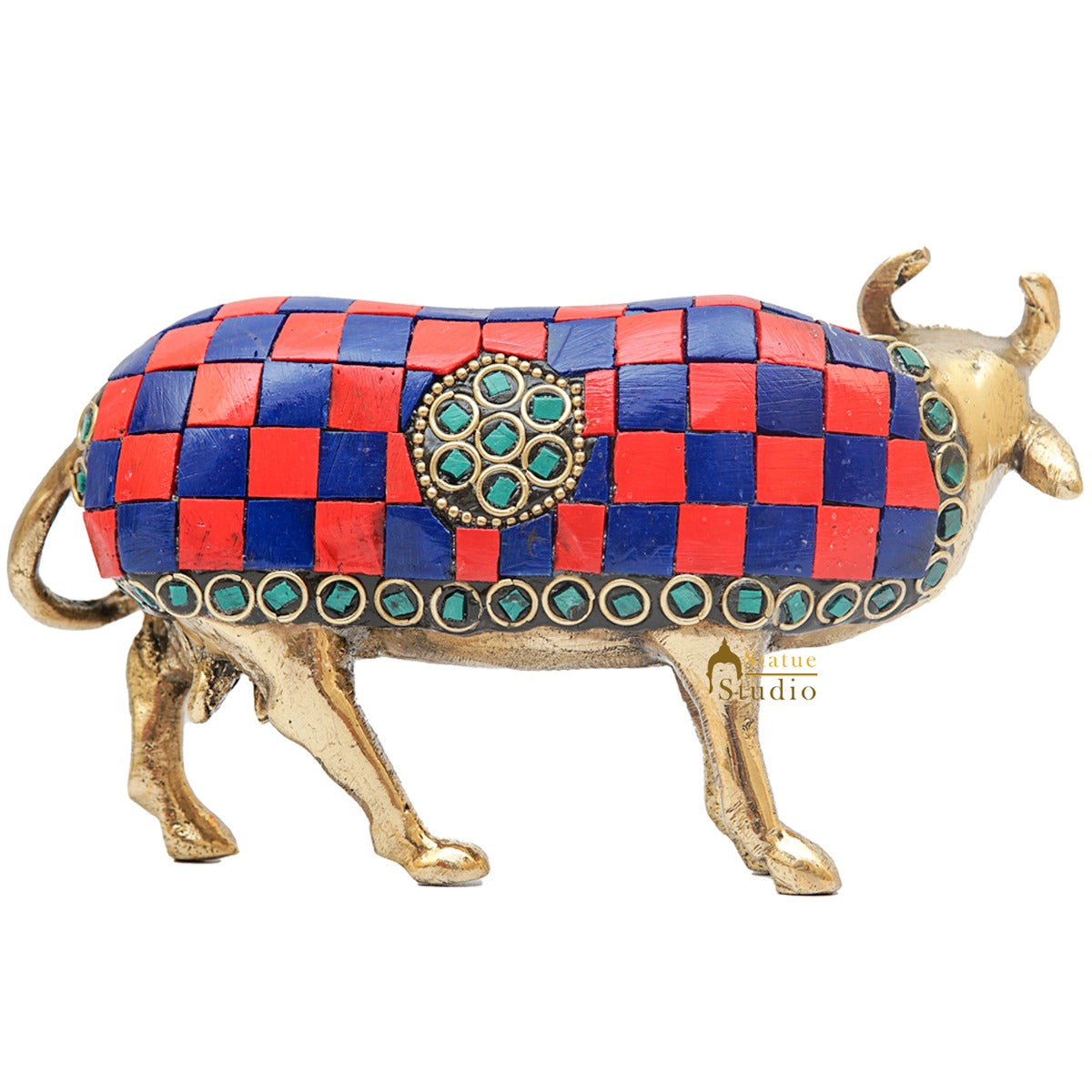Brass Holy Cow Idol Home Temple Pooja Room Décor Diwali Wedding Gift Statue