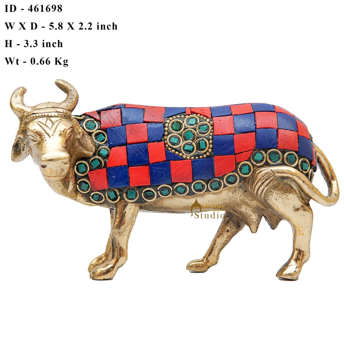 Brass Holy Cow Idol Home Temple Pooja Room Décor Diwali Wedding Gift Statue - Image 7