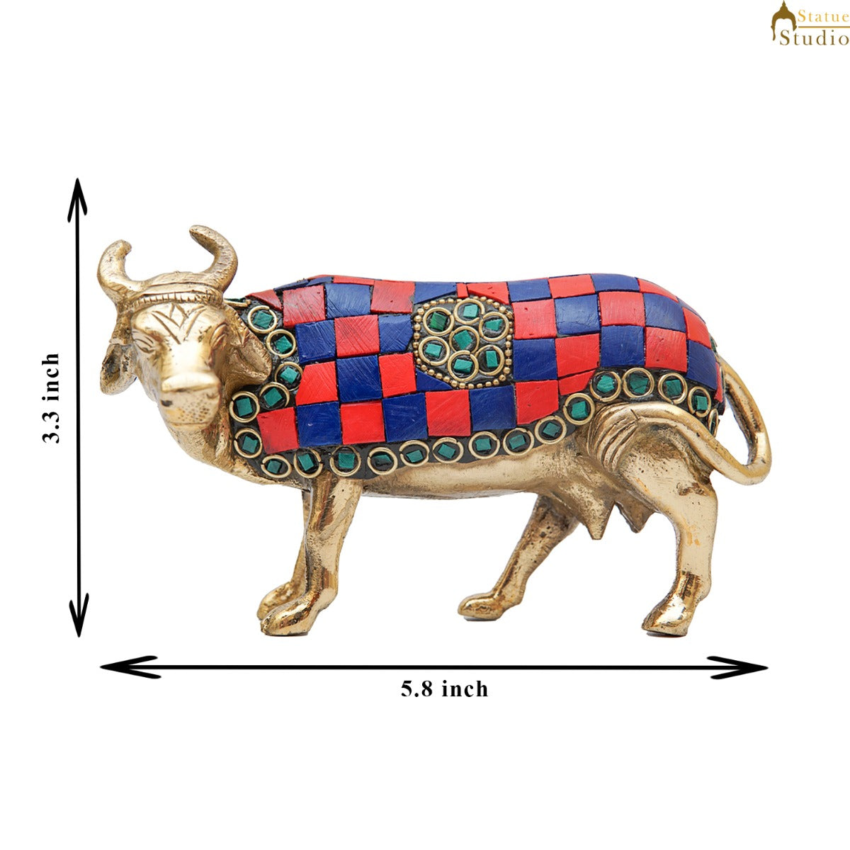Brass Holy Cow Idol Home Temple Pooja Room Décor Diwali Wedding Gift Statue