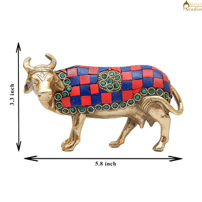 Brass Holy Cow Idol Home Temple Pooja Room Décor Diwali Wedding Gift Statue by vendor-unknown - Spiritual (View 6)