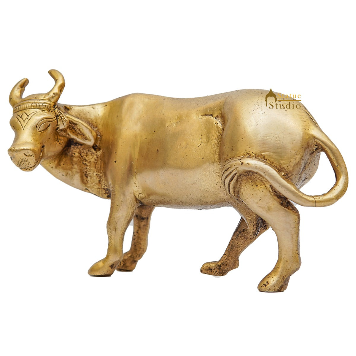 Brass Holy Cow Idol Home Temple Pooja Room Décor Diwali Wedding Gift Statue - Image 4