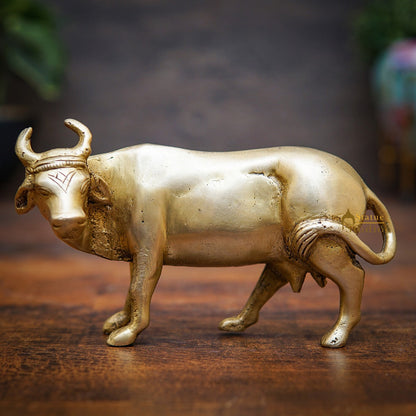 Brass Holy Cow Idol Home Temple Pooja Room Décor Diwali Wedding Gift Statue by vendor-unknown - Spiritual