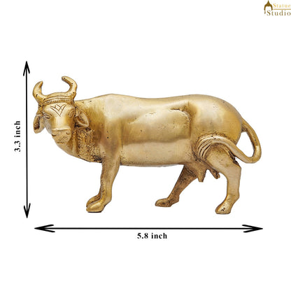 Brass Holy Cow Idol Home Temple Pooja Room Décor Diwali Wedding Gift Statue by vendor-unknown - Spiritual (View 6)