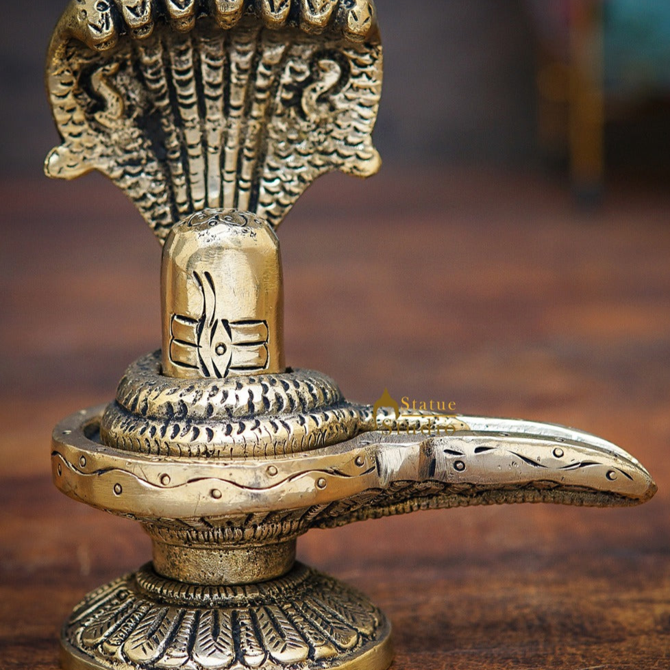 Brass Shivling Idol Antique Finish For Home Temple Pooja Room Decor 5" - Image 2