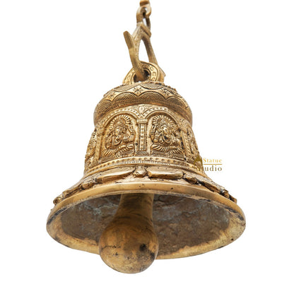 Brass Hindu Gods Engraved Bell For Home Temple Pooja Room Décor Showpiece 8" by vendor-unknown - Spiritual (View 5)