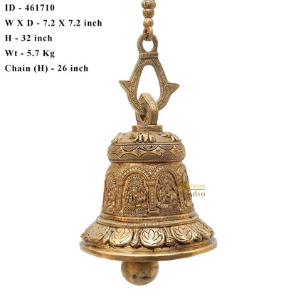 Brass Hindu Gods Engraved Bell For Home Temple Pooja Room Décor Showpiece 8" by vendor-unknown - Spiritual (View 6)
