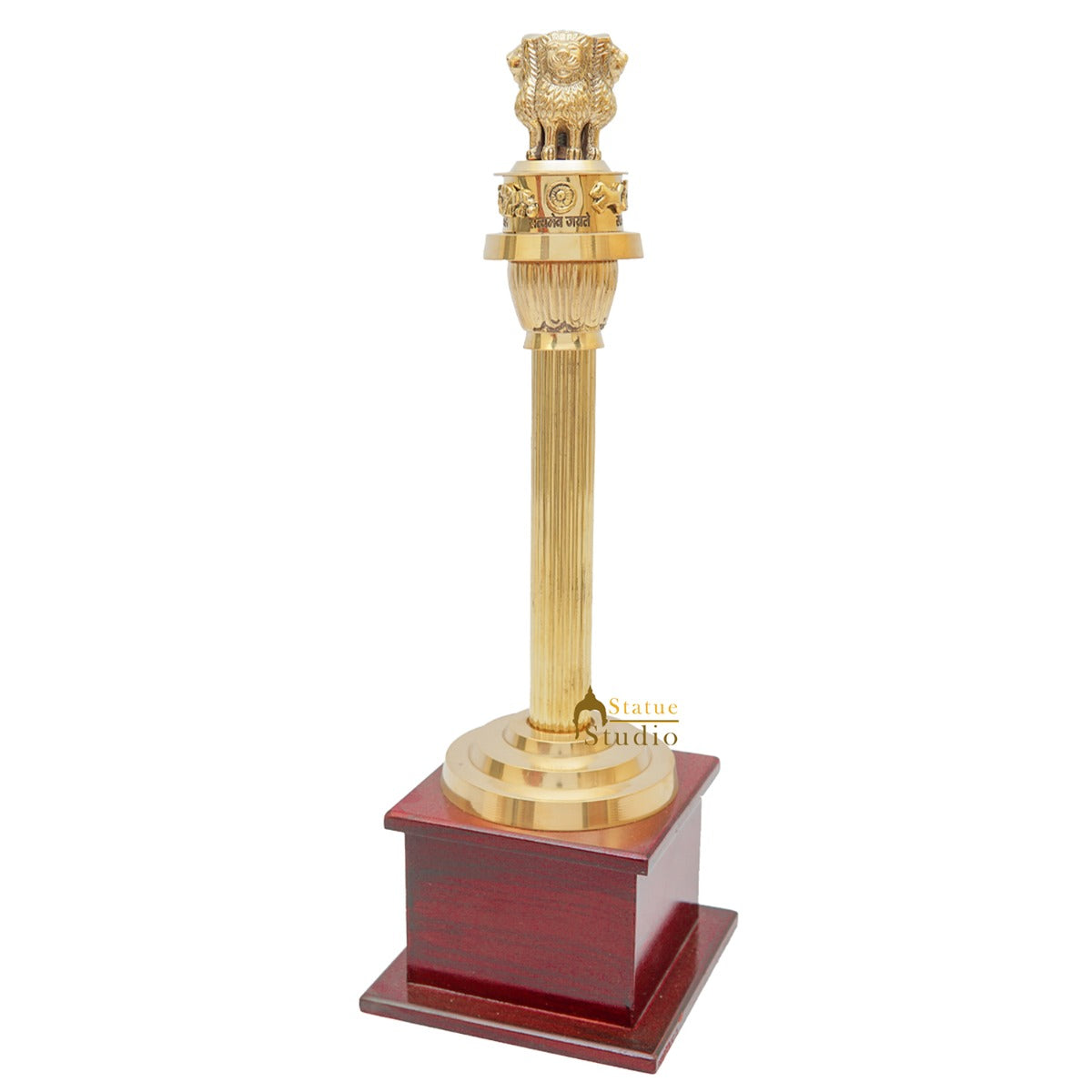 Brass Indian Ashok Stambh Pillar Showpiece For Home Office Desk Gift Décor 14"