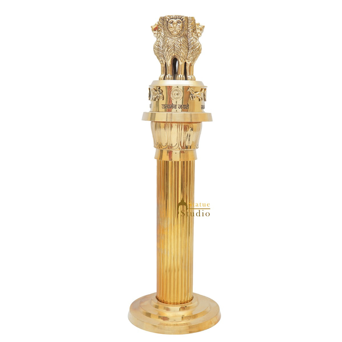 Brass Indian Ashok Stambh Pillar Showpiece For Home Office Desk Gift Décor 16" - Image 3