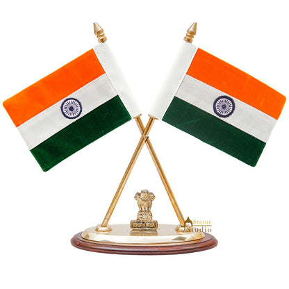 Brass Indian Flag Showpiece For Office Desk Table Décor Corporate Gift by vendor-unknown - Decor (View 4)
