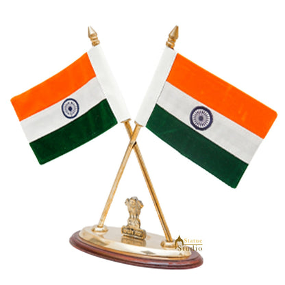 Brass Indian Flag Showpiece For Office Desk Table Décor Corporate Gift by vendor-unknown - Decor (View 3)