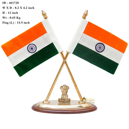 Brass Indian Flag Showpiece For Office Desk Table Décor Corporate Gift by vendor-unknown - Decor (View 5)