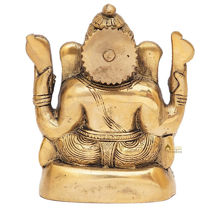 Brass Ganesha Statue Ganpati Idol For Home Office Diwali Puja Décor Idol Showpiece 5" by vendor-unknown - Products (View 5)