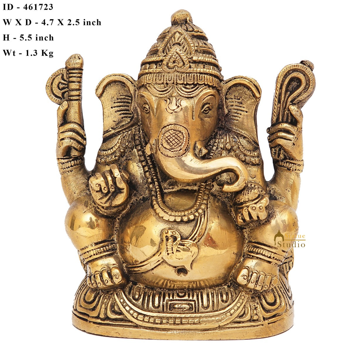Brass Ganesha Statue Ganpati Idol For Home Office Diwali Puja Décor Idol Showpiece 5" - Image 6