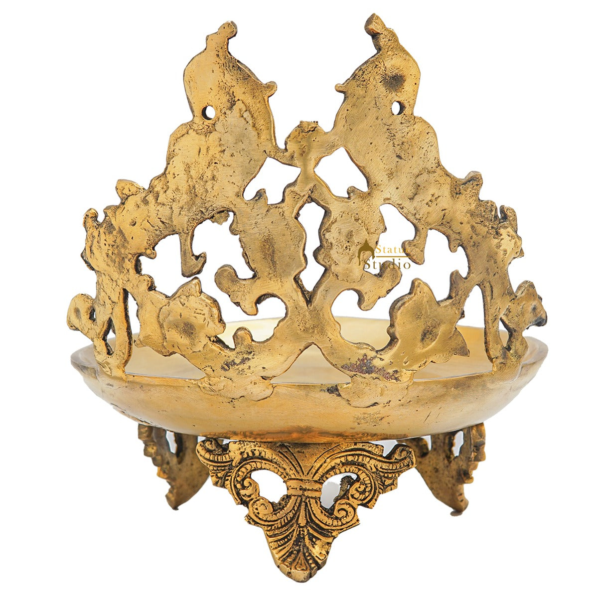 Brass Large Peacock Lamp Temple Home Décor Diya For Diwali Puja Gift Showpiece 9" - Image 6