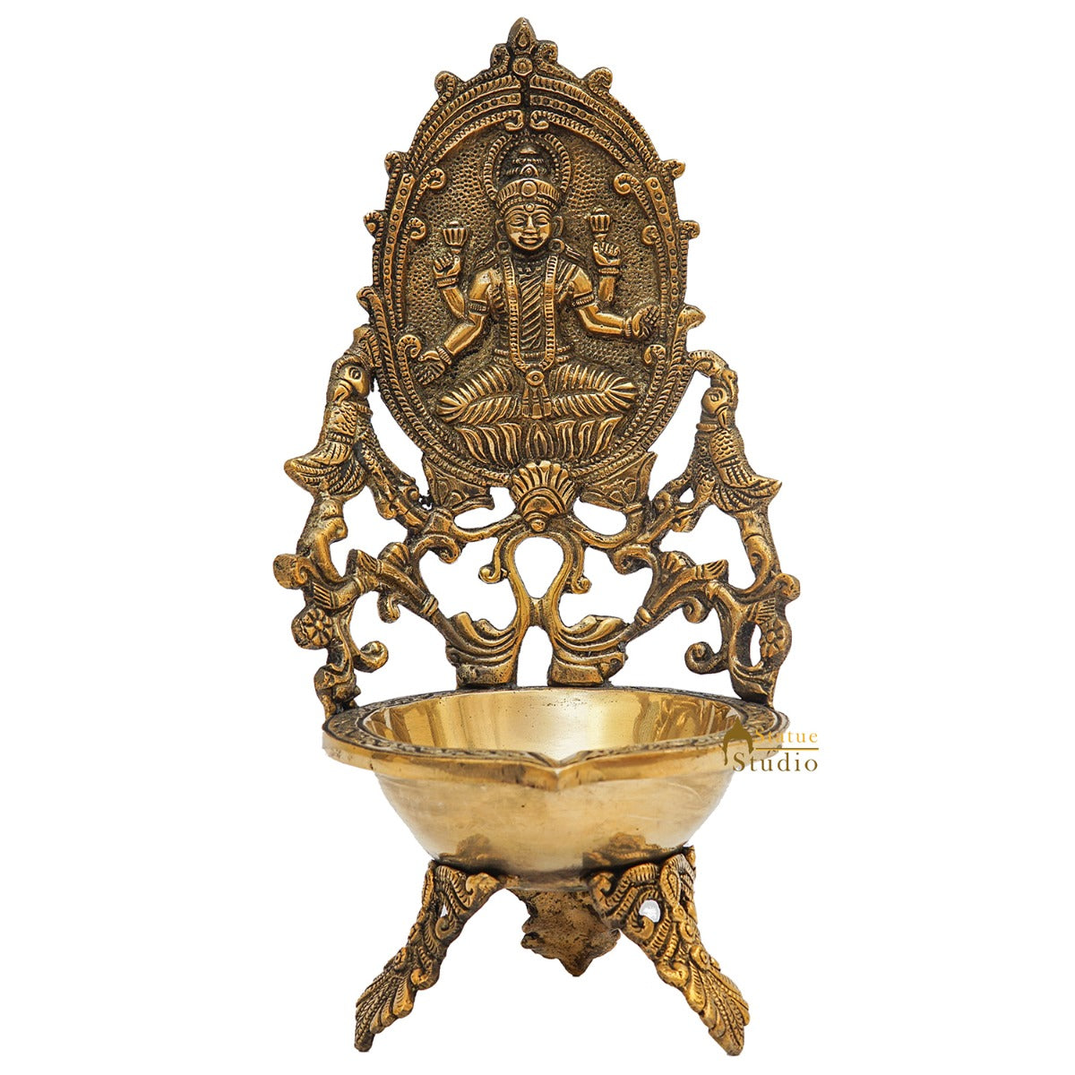 Brass Large Laxmi Lamp Temple Home Décor Lakshmi Diya For Diwali Puja Gift Showpiece 12" - Image 3