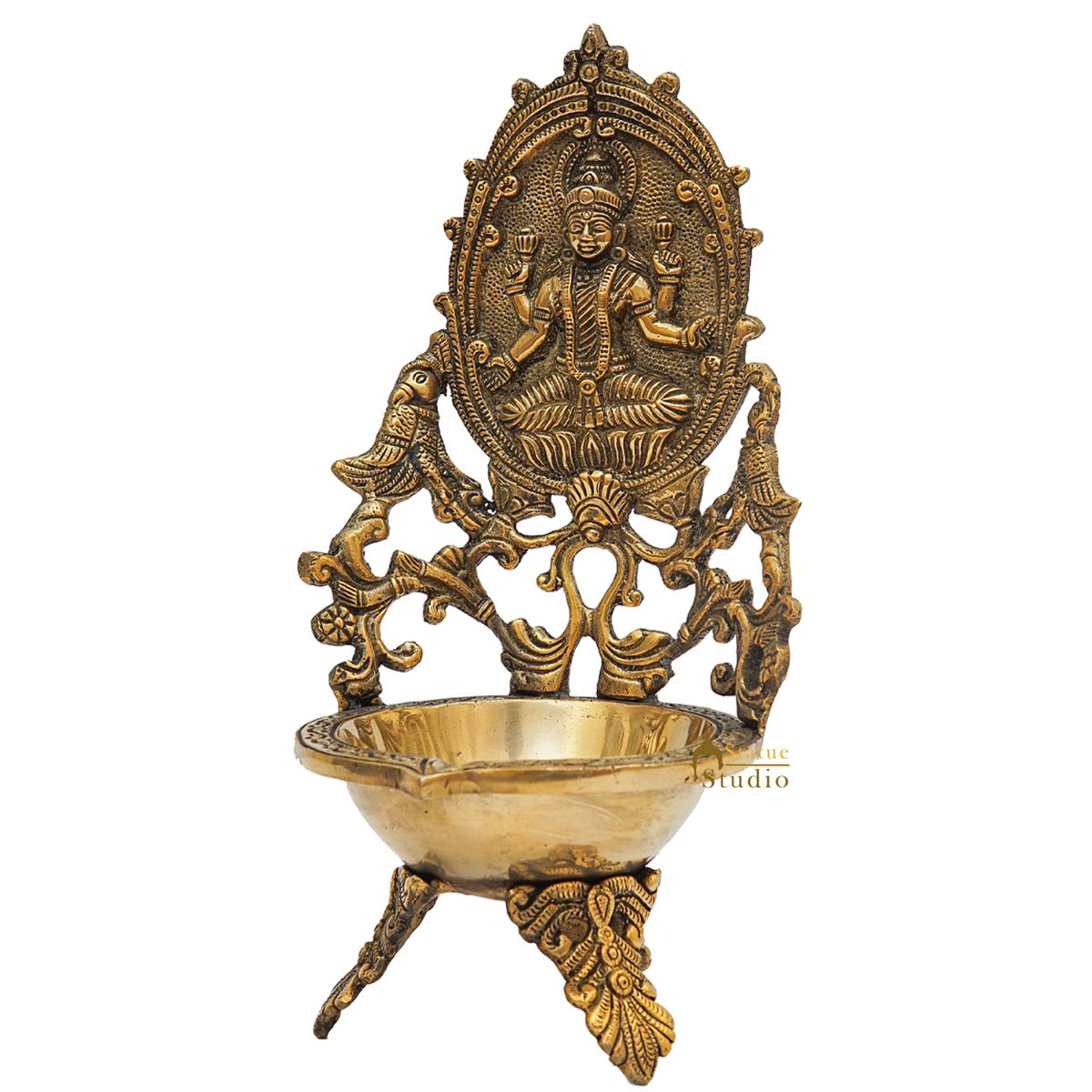 Brass Large Laxmi Lamp Temple Home Décor Lakshmi Diya For Diwali Puja Gift Showpiece 12" - Image 4