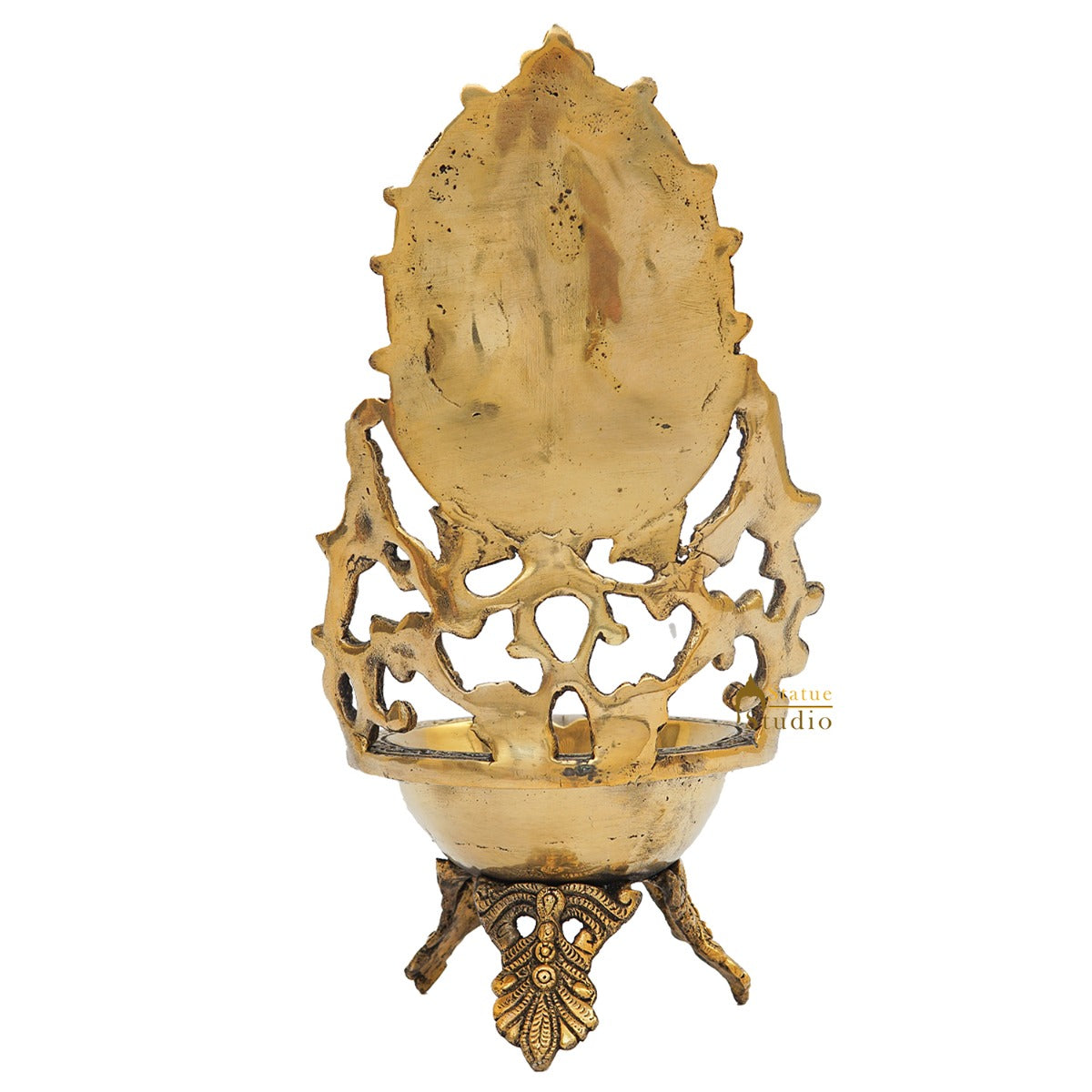 Brass Large Laxmi Lamp Temple Home Décor Lakshmi Diya For Diwali Puja Gift Showpiece 12" - Image 6