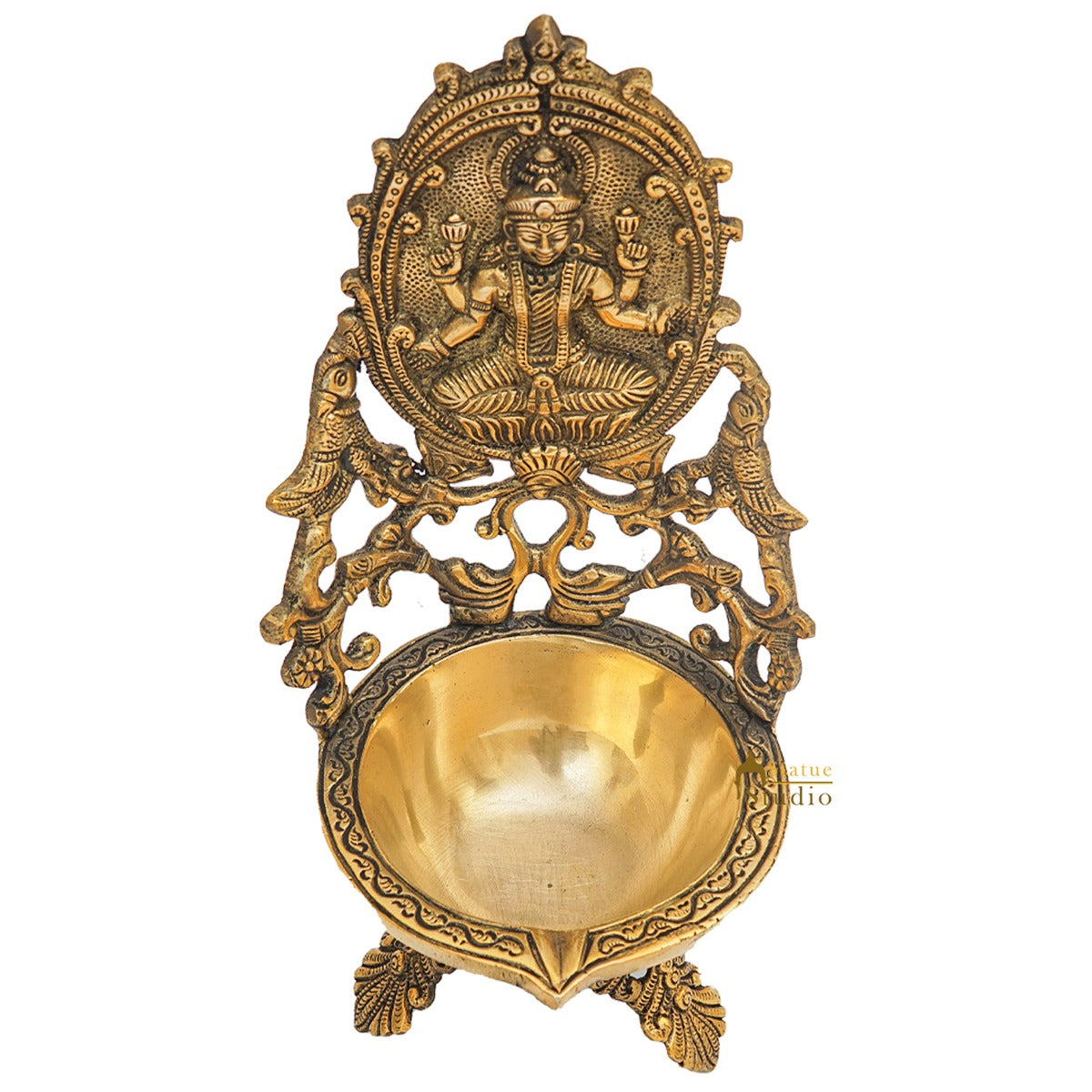 Brass Large Laxmi Lamp Temple Home Décor Lakshmi Diya For Diwali Puja Gift Showpiece 12"