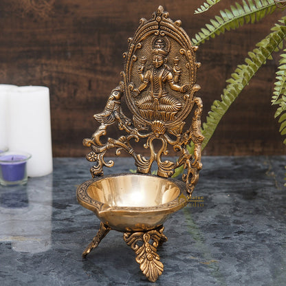 Brass Large Laxmi Lamp Temple Home Décor Lakshmi Diya For Diwali Puja Gift Showpiece 12" by vendor-unknown - Spiritual