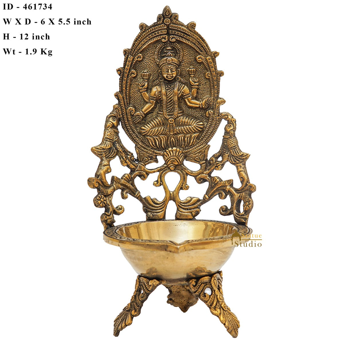 Brass Large Laxmi Lamp Temple Home Décor Lakshmi Diya For Diwali Puja Gift Showpiece 12" - Image 9