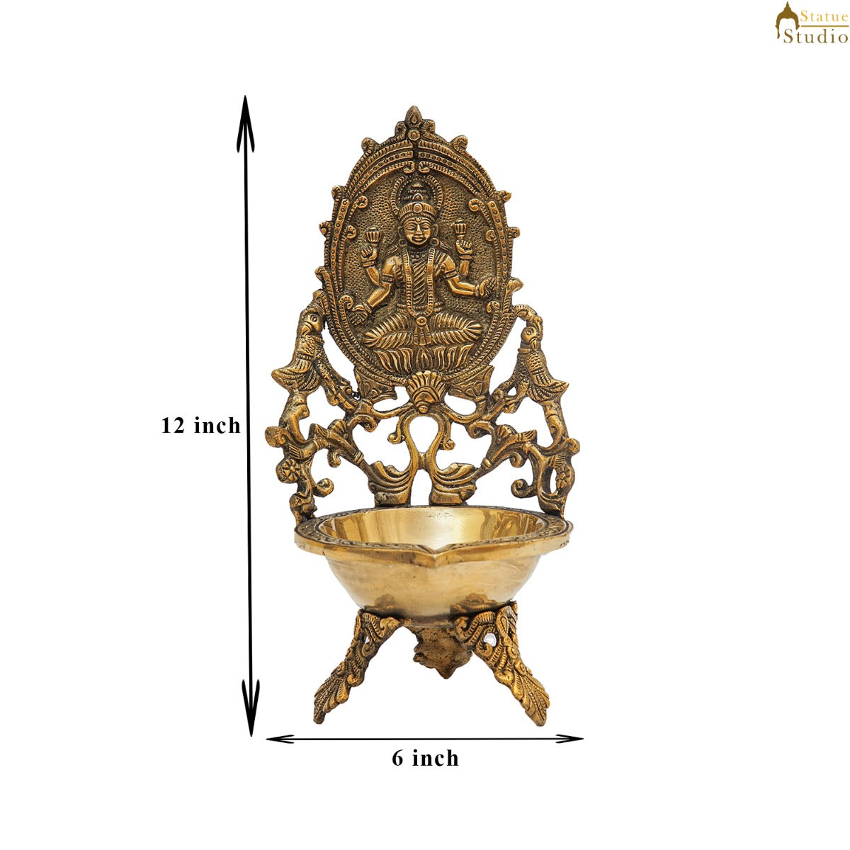 Brass Large Laxmi Lamp Temple Home Décor Lakshmi Diya For Diwali Puja Gift Showpiece 12"