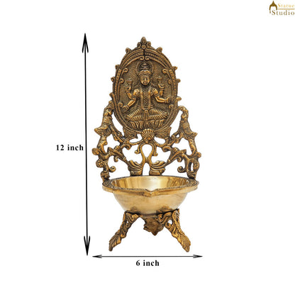 Brass Large Laxmi Lamp Temple Home Décor Lakshmi Diya For Diwali Puja Gift Showpiece 12" by vendor-unknown - Spiritual (View 8)