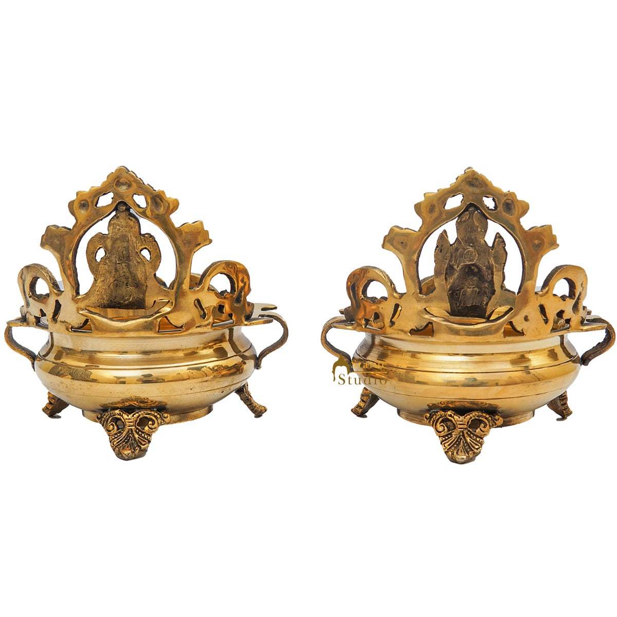 Brass Ganesha Lakshmi Urli Temple Home Décor For Diwali Puja Gift Showpiece 7"