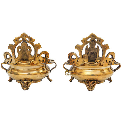 Brass Ganesha Lakshmi Urli Temple Home Décor For Diwali Puja Gift Showpiece 7" by vendor-unknown - Decor (View 5)