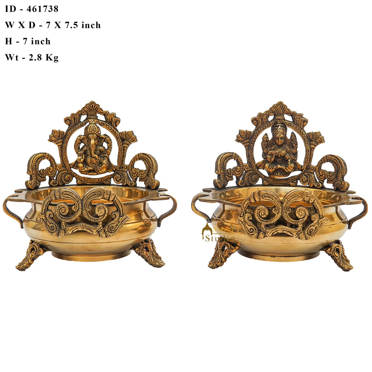 Brass Ganesha Lakshmi Urli Temple Home Décor For Diwali Puja Gift Showpiece 7"